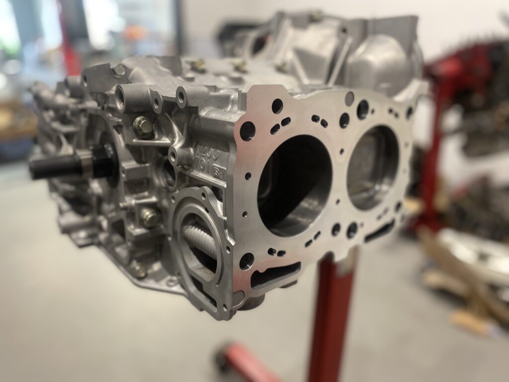 Subaru EJ20 short motor built up after being machined for a closed deck insert.